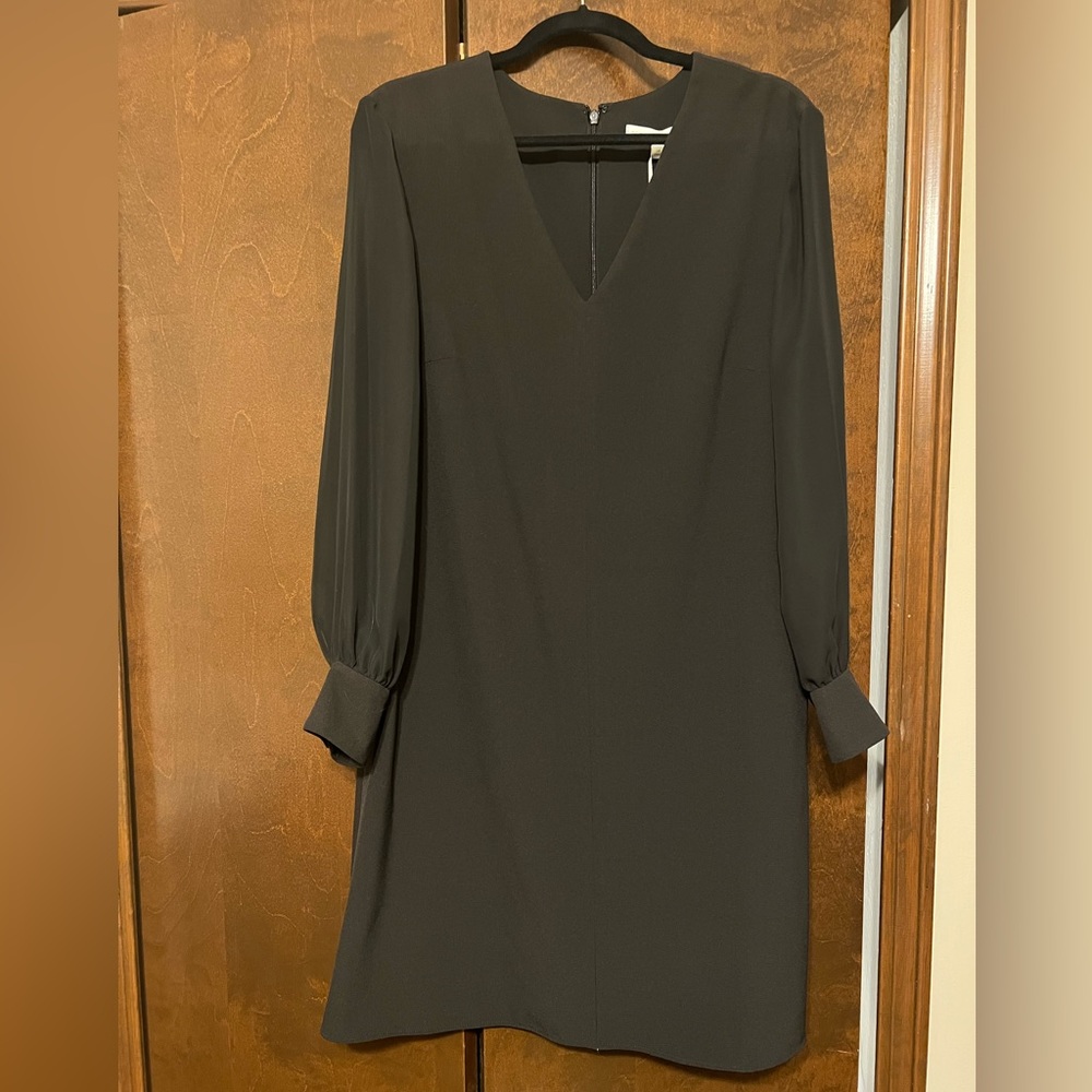 Preston & York Black Button Cuff Sleeve Dress